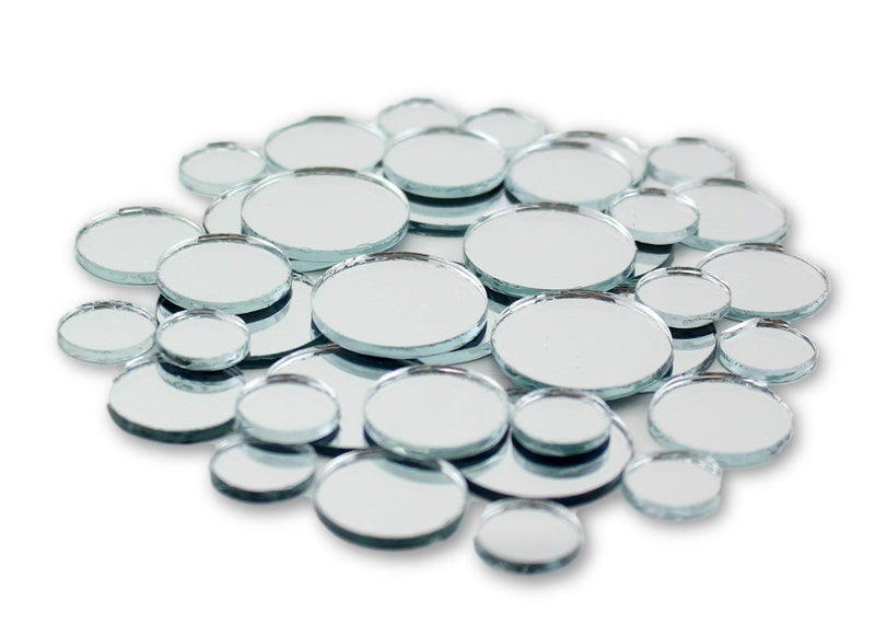 Art Cove Small Round Craft Mirrors Assortment 1/2, 3/4 & 1 inch 25 Pieces Mirror Mosaic Tiles - Image 1